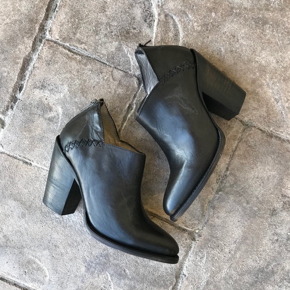 Freebird Distressed Black Stitched Ankle Bootie - Picture 3 of 8